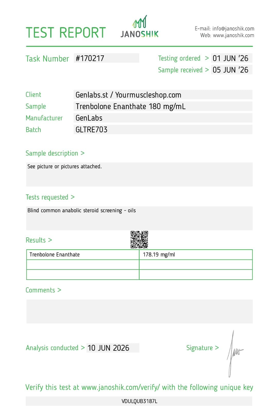 Trenbolone Enanthate 180 Mg/ml – Genlabs - Image 2